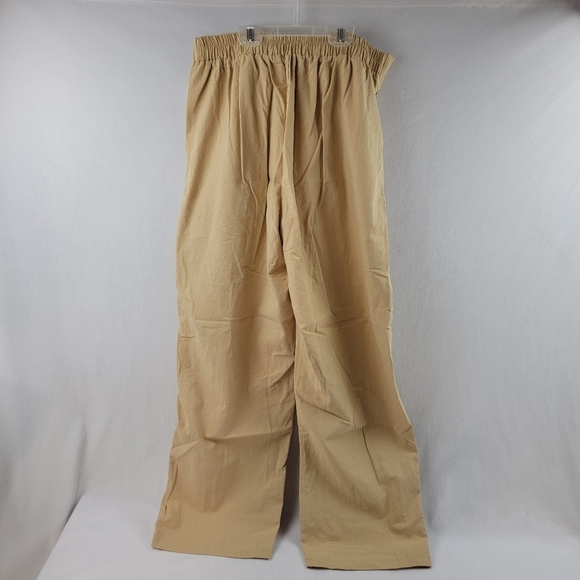 NWOT Pleated high-waisted elastic tie waist linen looking pants with pockets - Picture 4 of 5